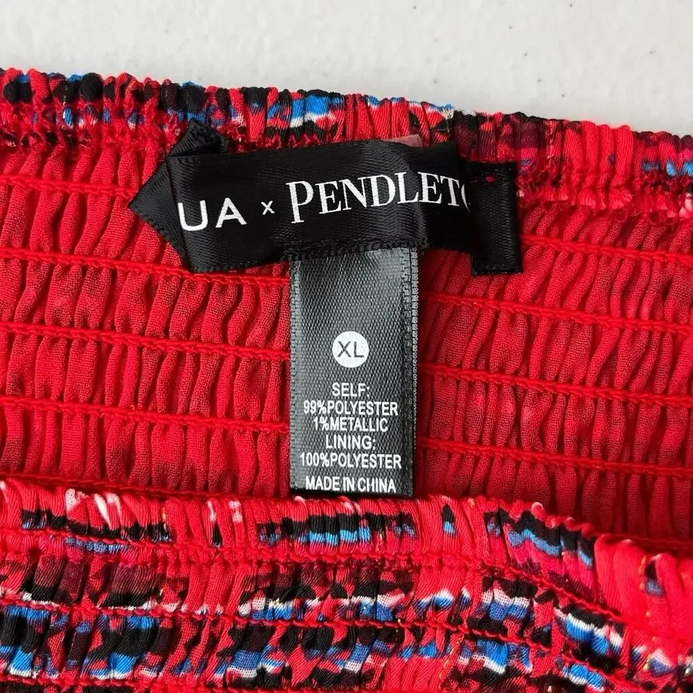 Aqua x Pendleton Bloomingdales Exclusive Skirt Women's XL Red Mini Smocked NEW - Picture 6 of 10